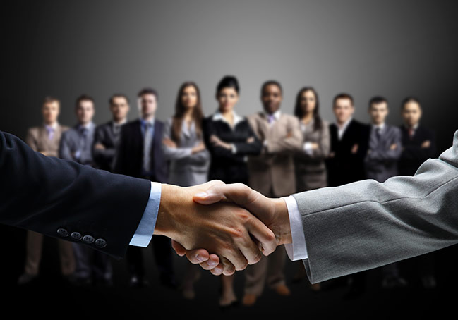 Sales team hand shake